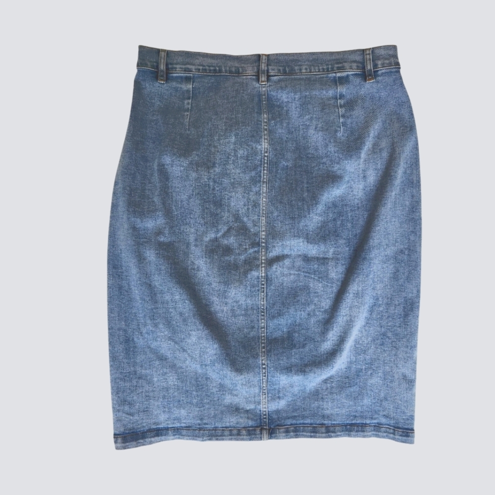 Fashion Nova Denim Midi Skirt Size 1 XL - Picture 9 of 15